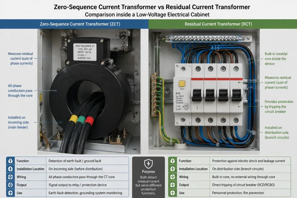 Understanding the Difference Between Zero-sequence and Residual Current Transformers