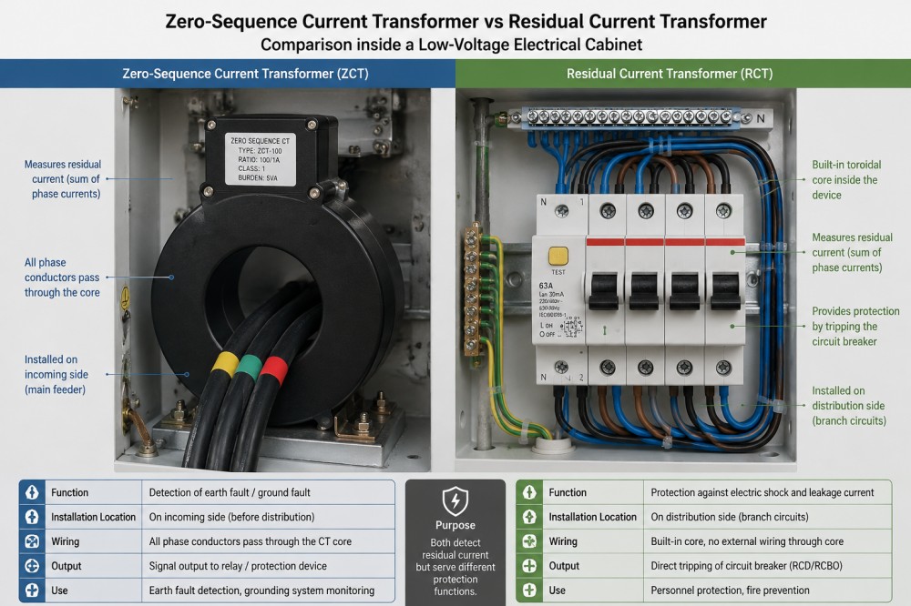 Understanding the Difference Between Zero-sequence and Residual Current Transformers